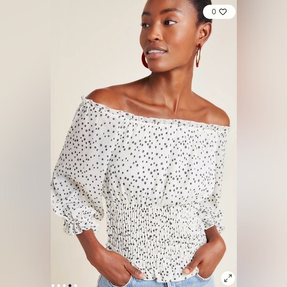 Anthropologie Lucia Smoked Off the Shoulder Blouse